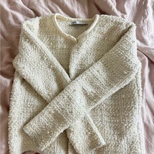 Zara Cream Textured Blazer